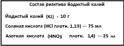 Состав реактива йодистый калий